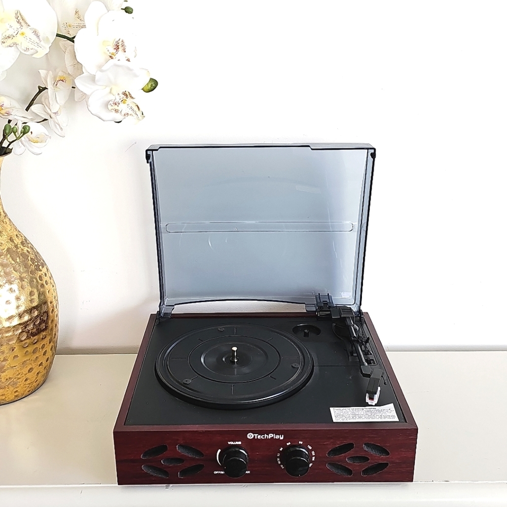 TechPlay ODC15 Record Player Turntable Retro Classic 3 Speed Wood FM Radio